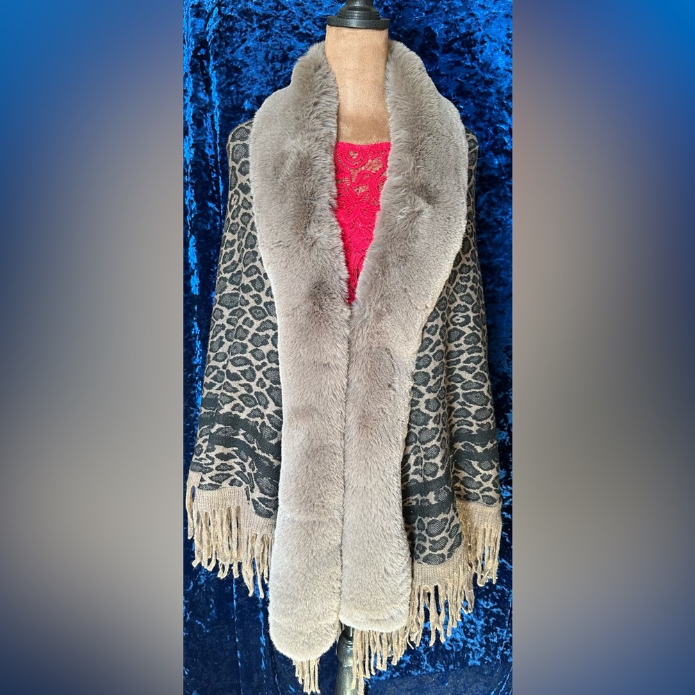 Kimberly.c Animal Print Sarape/Cape. One Size. Fits Most.